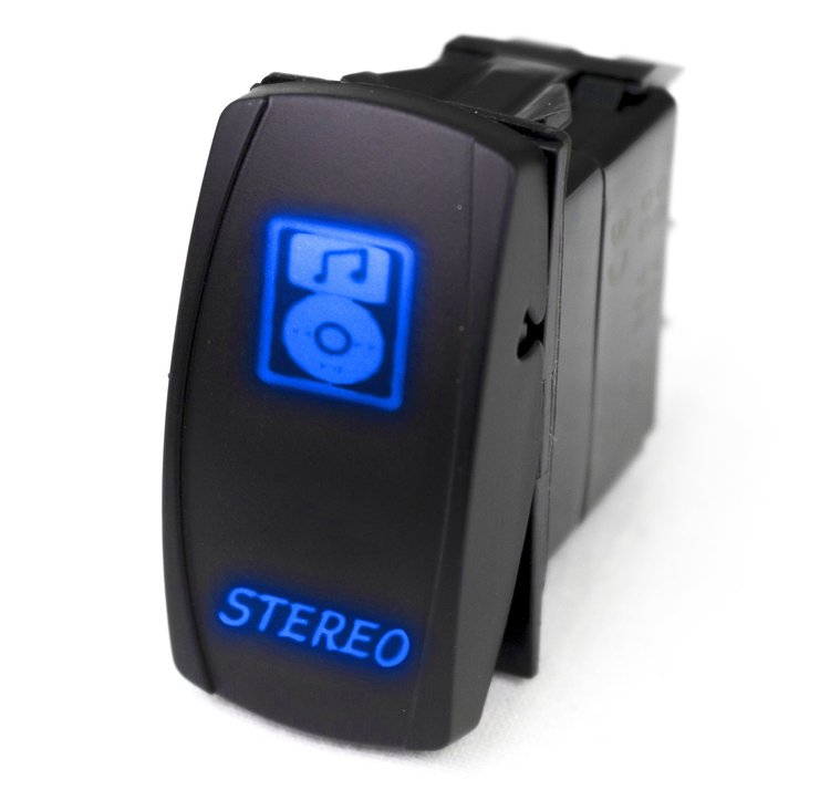 RSLS23B LED Rocker Switch, w/ BLUE LED Radiance, Stereo