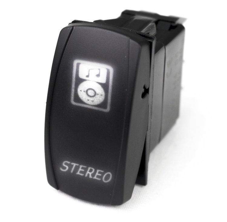RSLS23W LED Rocker Switch, w/ WHITE LED Radiance, Stereo