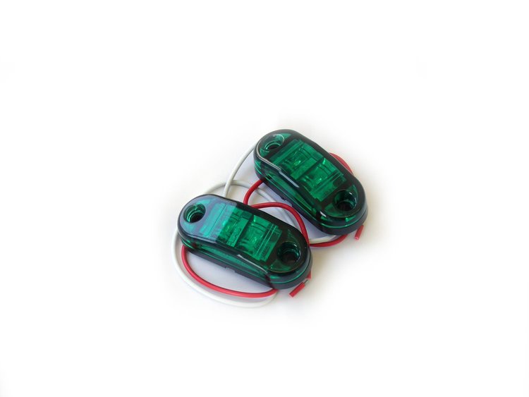 RS-O2.5-2HG Truck & Trailer LED 2.5 x 1 in. Green Marker, w/ 2 Hole Mount, Pair