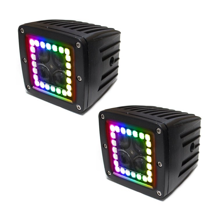RSRGB12A 3x3 ColorADAPT HALO Cube Light Kit, w/ RGB Multi-Color Functions, Kit, w/ 2 cubes; Switch; Wire Harness; & remote