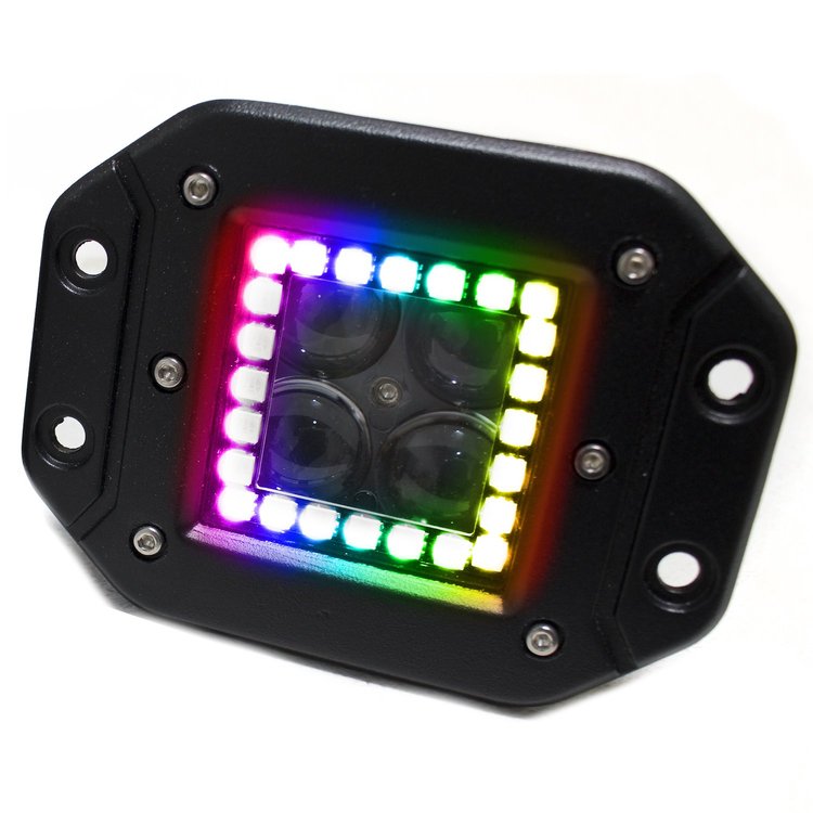 RSRGB12B 3x3 ColorADAPT HALO Flush Mount Light Kit, w/RGB Multi-Color Functions, w/2 flush mounts; remote; Switch & wire harness