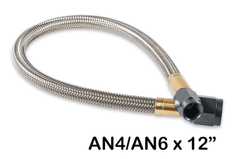 Stainless Steel PTFE Braided Hose with -4 AN to -6 AN Black Hose Ends