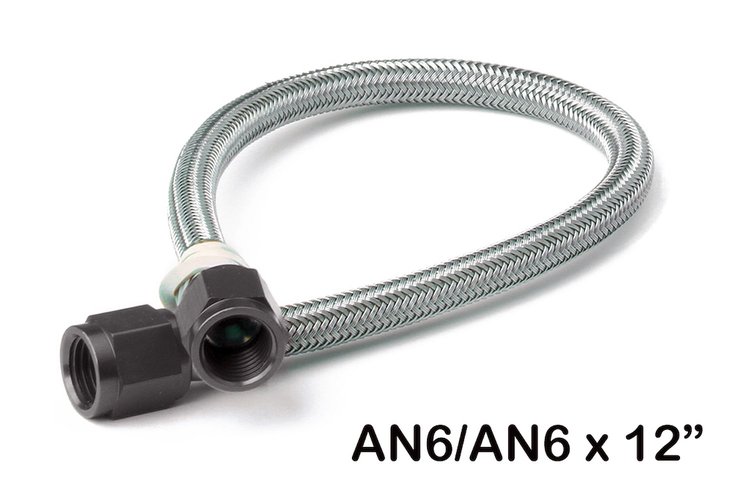 Stainless Steel PTFE Braided Hose with -6 AN to -6 AN Black Hose Ends