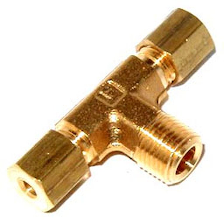 Compression Fitting 1/8" Tube - 1/8" Tube - 1/8" NPT on side