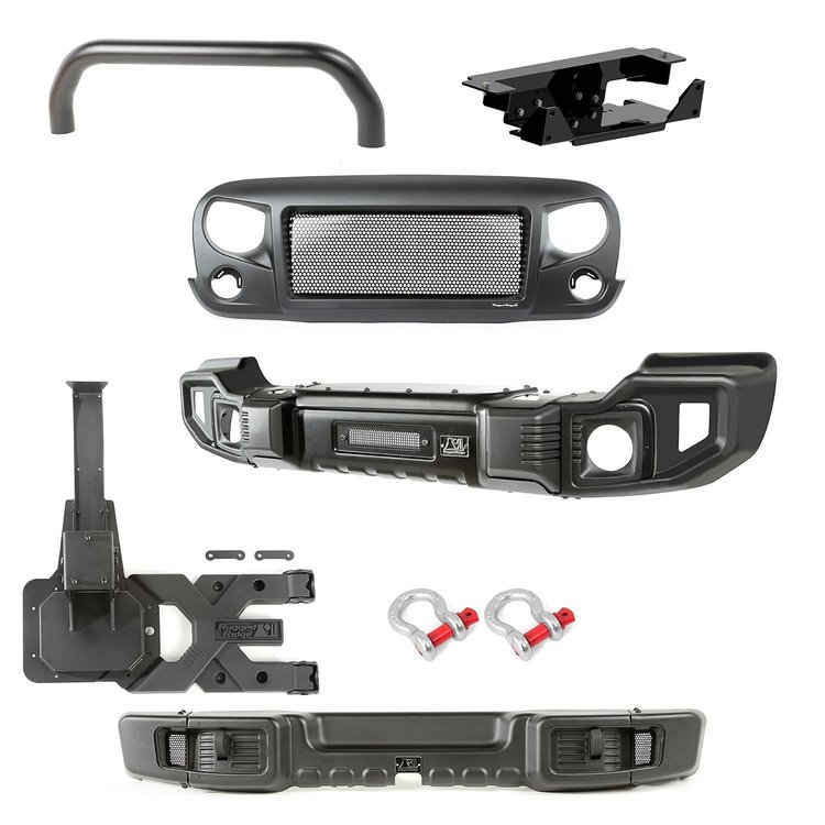 Spartacus Bumper Kit with Grille and Over-Rider Bar for 2007-2018 Jeep Wrangler JK