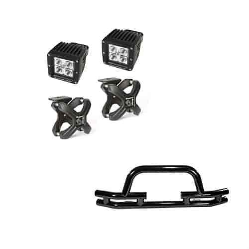 Double Tube Front Bumper with X-Clamp LED Light Kit for 1976-2006 Jeep CJ/Wrangler YJ/TJ