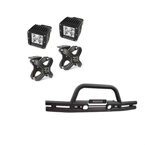 Double Tube Front Bumper with X-Clamp LED Light Kit Promo for 2007-2018 Jeep Wrangler JK