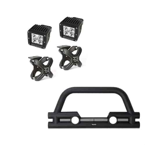 Stubby Front Tube Bumper with X-Clamp LED Light Kit Promo for 2007-2018 Jeep Wrangler JK