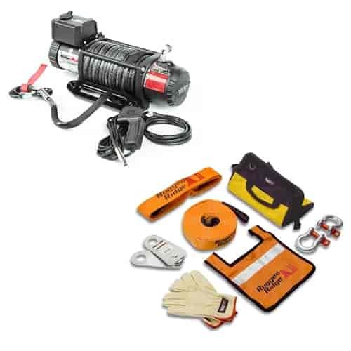 Nautic 12,500 Lb. Synthetic Rope Winch with Recovery Gear Kit Promo