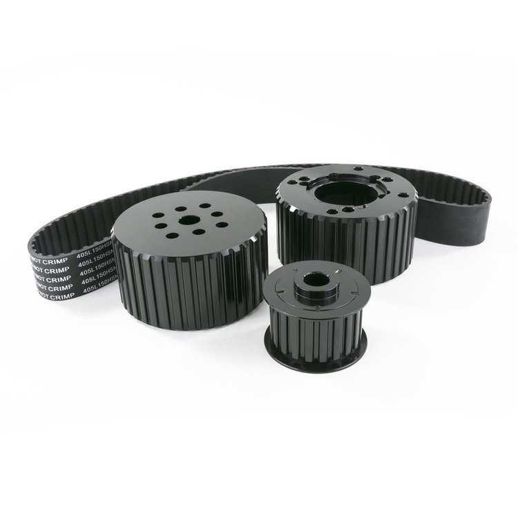 10090-DegreesK Gilmer Style Pulley Kit, Billet Aluminum, SBC Short Water Pump, Black
