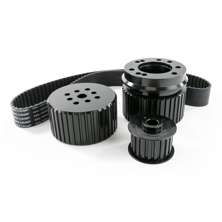 10093BK Gilmer Style Pulley Kit, Billet Aluminum, SBF, Black