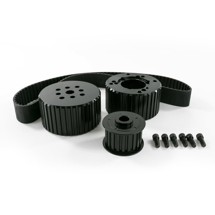 10097BK Gilmer Style Pulley Kit, Billet Aluminum, BBM, Black