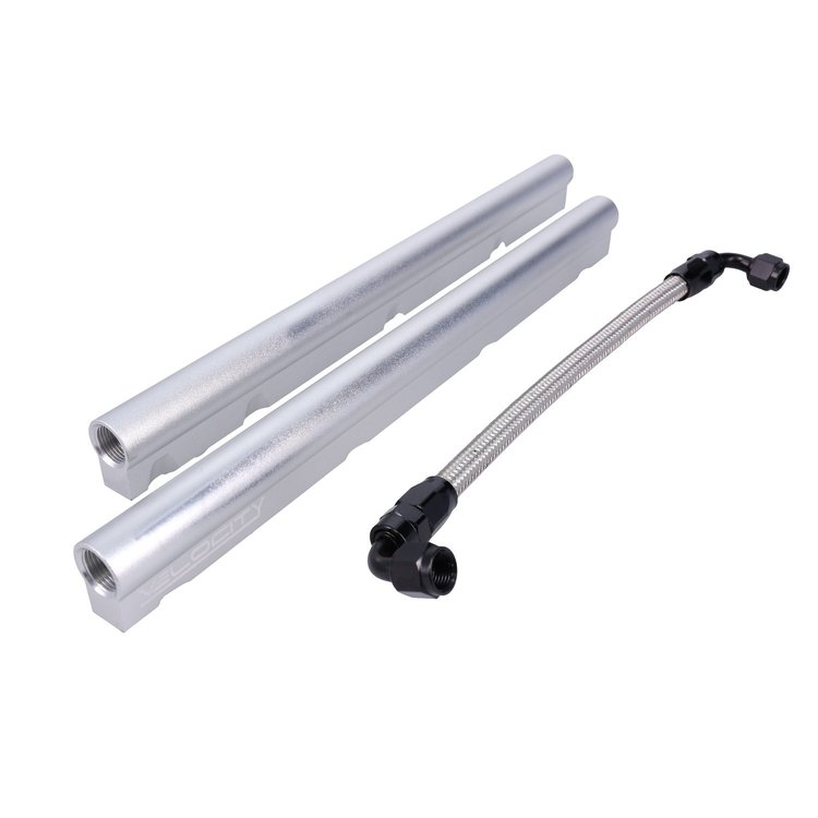 81010CA Fuel Rails, TSP Velocity Billet w/ Mid Pipe, OEM Style LS, Clear Anodized