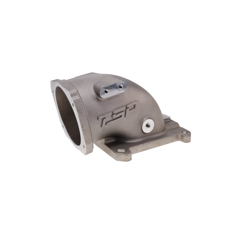 81141 Cast Aluminum Throttle Body Elbow, GM LS-Style 4-Bolt 105 mm to 4150 Flange [Satin]