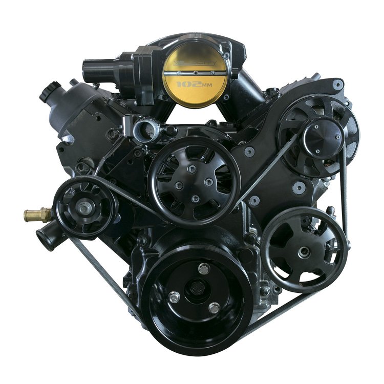 81210BK Serpentine Front Drive System, LS1/LS2, Black, No AC
