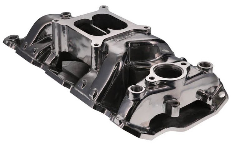 82025 Aluminum Dual Plane Air Gap Intake for Small Block Chevy [Polished]