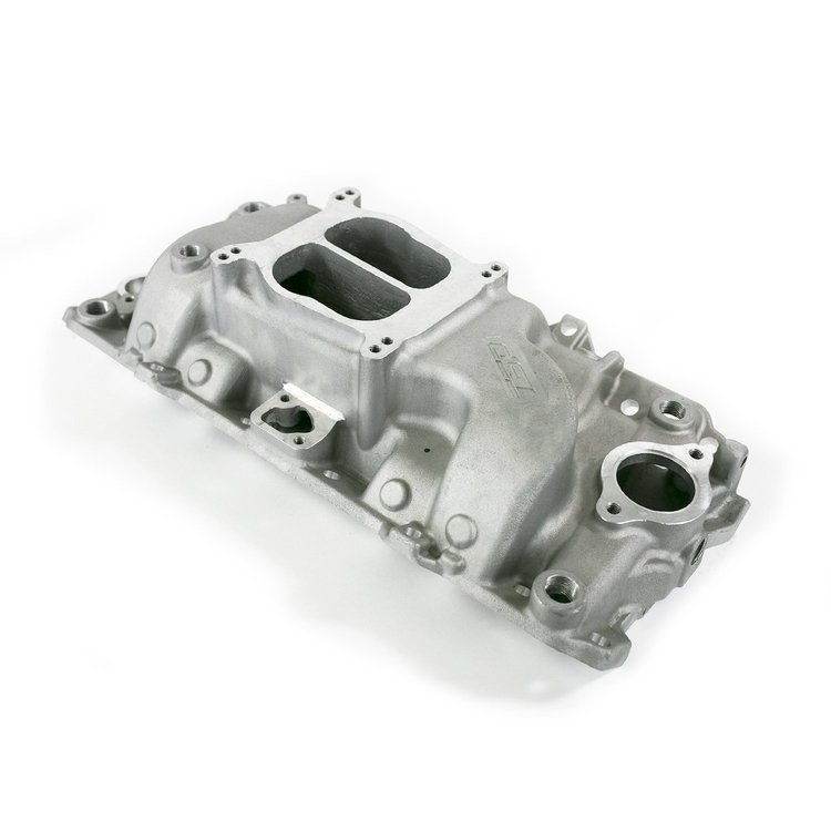 83001 Aluminum Dual Plane Oval Port Intake Manifold for Big Block Chevy [Satin]