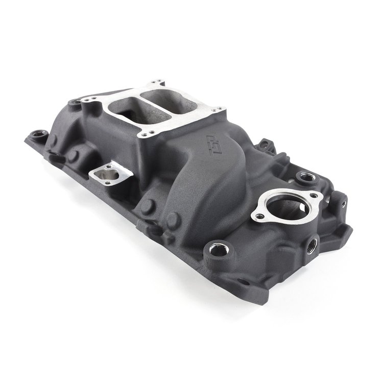 83001BK Aluminum Dual Plane Oval Port Intake Manifold for Big Block Chevy [Black]