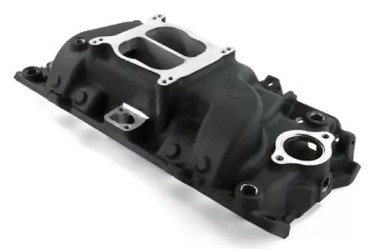 83026BK Aluminum Dual Plane Oval Port, Air Gap Intake Manifold for Big Block Chevy [Black]