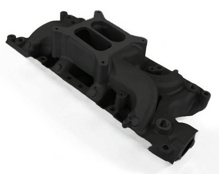 84025 Aluminum Dual Plane Air Gap Intake for Small Block Ford 260, 289 & 302 ci. Engines [Black]