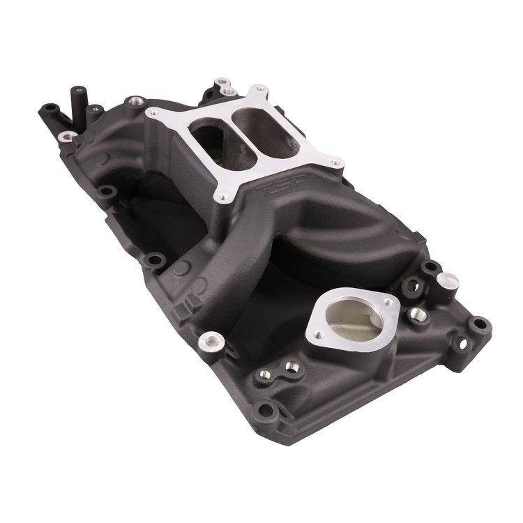 85026BK Aluminum Dual Plane Air Gap Intake for Small Block Mopar Engines [Black]