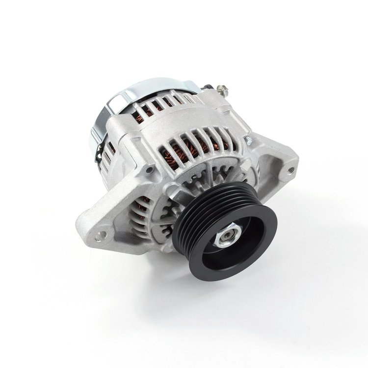 ES1015 Alternator, Mini Denso Style, Race Serpentine, 90 Amps, Satin