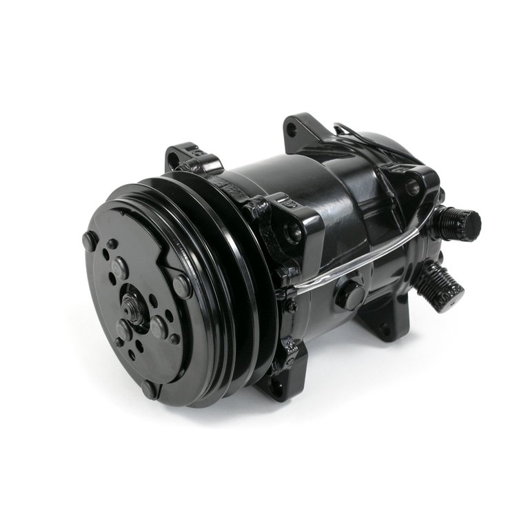 HC5001BK A/C Compressor, Sanden 508 R134, V-Belt, Chrome w/ Black Clutch