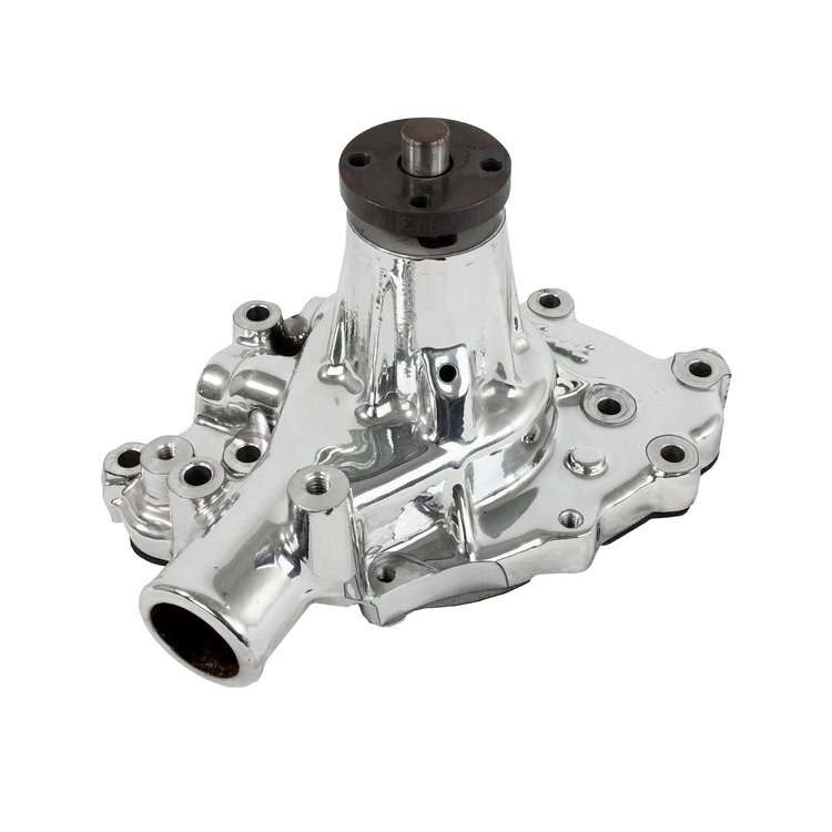 HC8049C Mechanical Water Pump, Aluminum, Chrome, SBF (289, 302, 351W) P/S Outlet
