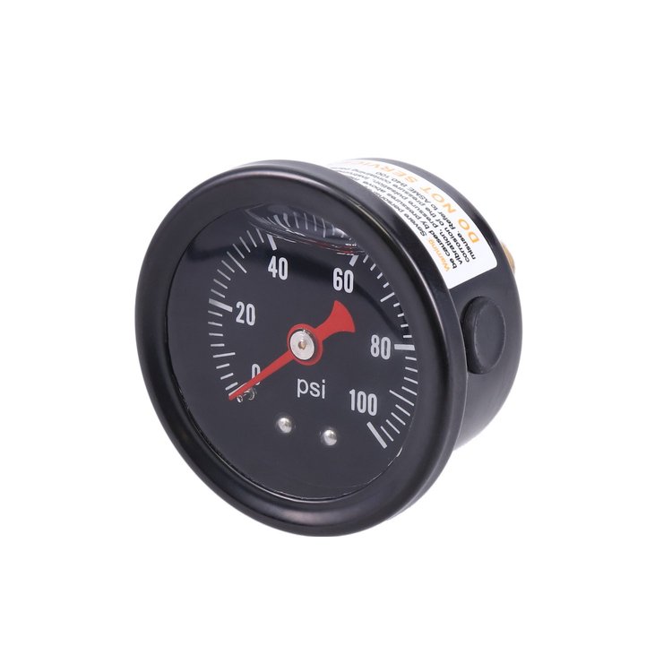 JM1018BK Fuel Pressure Gauge, Black, Liquid Filled 0-100 PSI