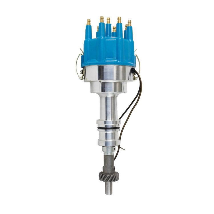 JM6606BL Pro Billet Distributor, Ford BB (370,429,460) & "335" (351C,400,351M) V8, Blue