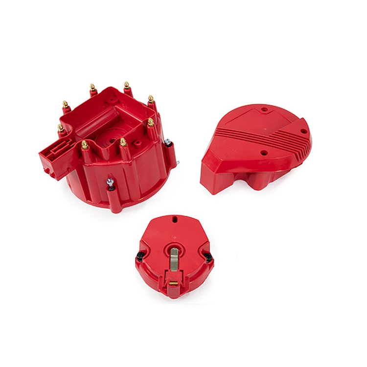 JM6950R HEI Distributor Super Cap and Rotor Kit, 8 Cylinder Male, Red
