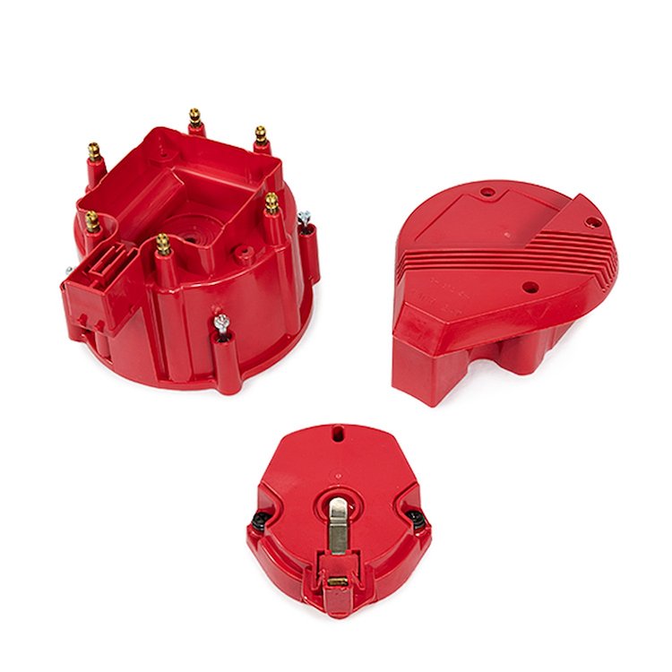 JM6952R HEI Distributor Super Cap and Rotor Kit, 6 Cylinder Male, Red