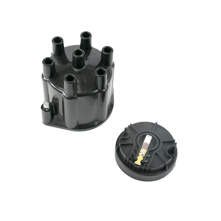 JM6976BK Pro Series Distributor Cap and Rotor Kit, 6 Cylinder Female, Black