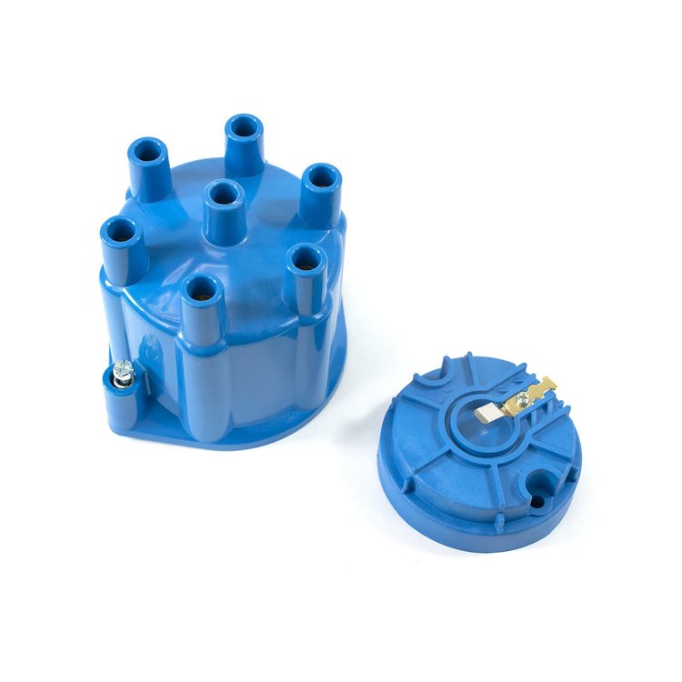 JM6976BL Pro Series Distributor Cap and Rotor Kit, 6 Cylinder Female, Blue