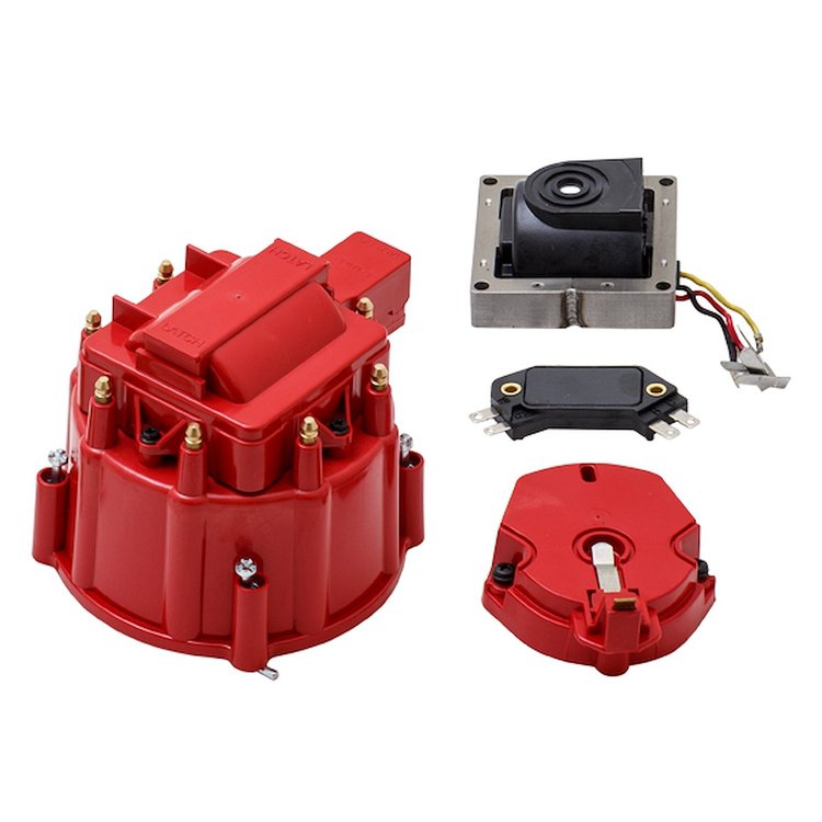 JM6992R-KT HEI Distributor Standard Cap Tune Up Kit, 8 Cylinder Male, Red