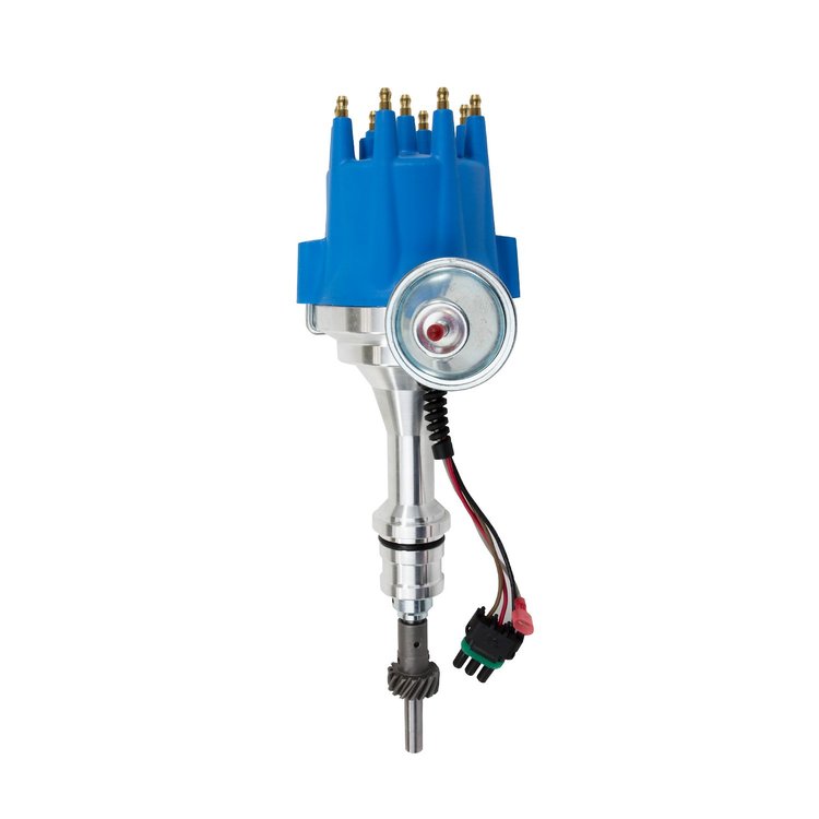 JM7702-5BL Pro Series Ready-to-Run Distributor, Ford SB V8 (302) EFI to Carb, Blue