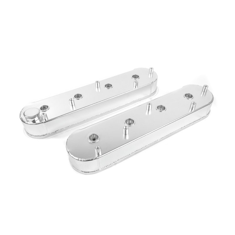 JM8081-6CA Valve Covers, Fab. Alum., w/ Coil Mounts LSX, Clear Anodized