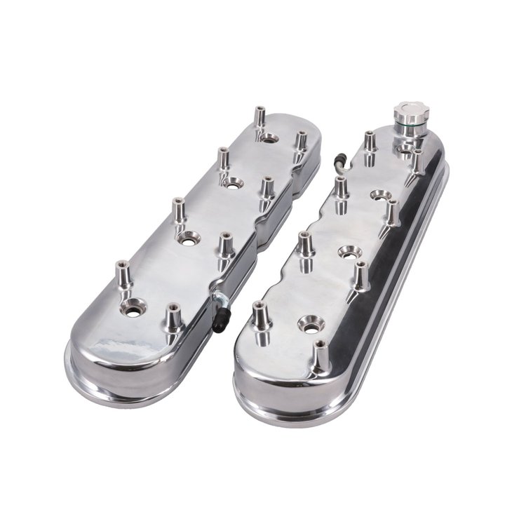 JM8082-1 Valve Covers, Cast Alum., w/ Coil Mounts LS, Satin