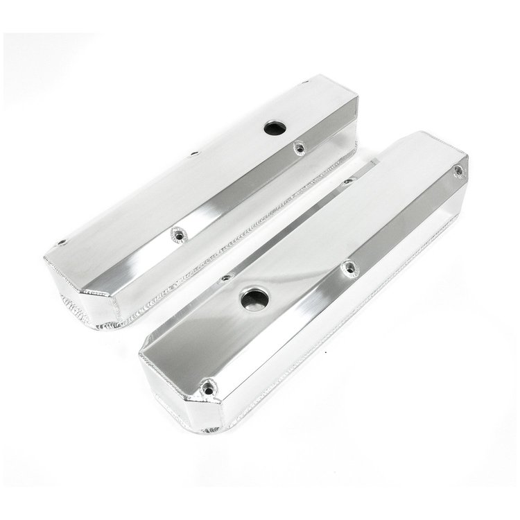 JM8096-7P Valve Covers, Fab. Alum., Long Bolt w/ Holes Chrysler SB, Polished