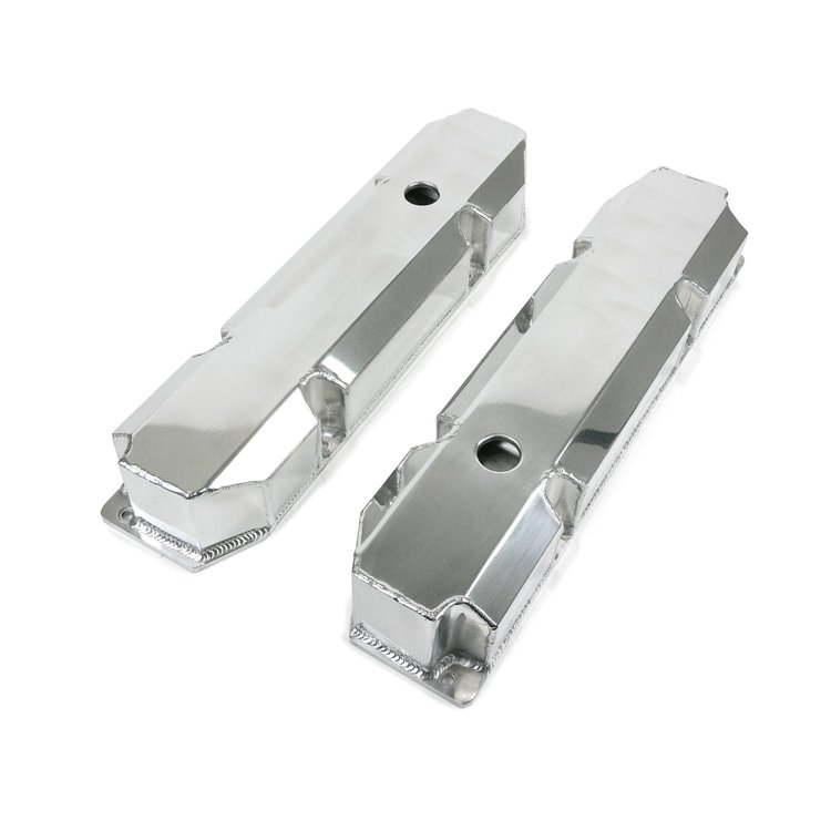 JM8097-8P Valve Covers, Fab. Alum., Short Bolt w/ Holes Chrysler BB, Polished