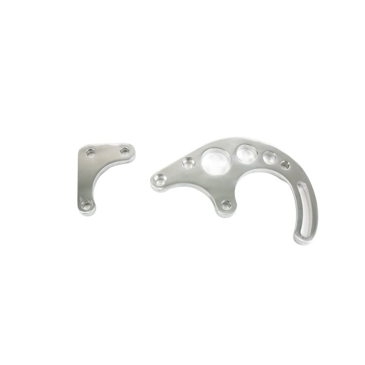 JM9105-1P Power Steering Saginaw Bracket, Aluminum SBC LWP 2-Piece, Polished