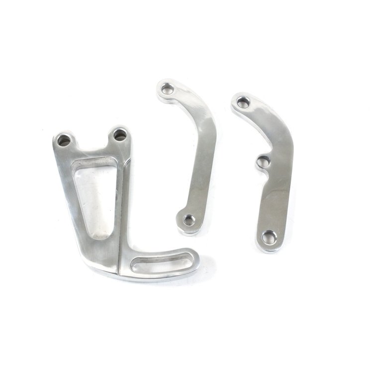 JM9105P Power Steering Saginaw Bracket, Aluminum SBC Long Water Pump, Polished