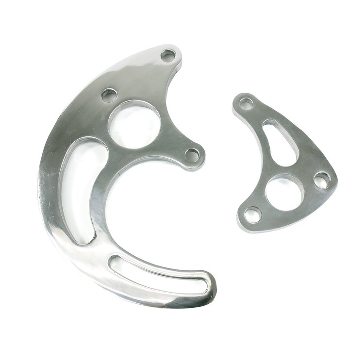 JM9115P Power Steering Saginaw Bracket, Aluminum BBC Long Water Pump, Polished