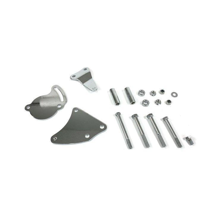 JM9116C Power Steering Type II Bracket, Steel SBC/BBC Short Water Pump, Chrome