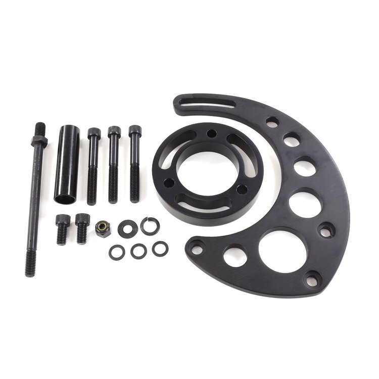 JM9123BK Alternator 10SI Bracket, Aluminum BBC High-Mount Long Water Pump, Black