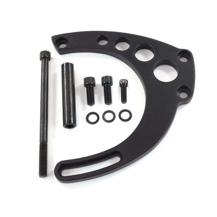 JM9133BK Alternator 10SI Bracket, Aluminum BBC Mid-Mount Long Water Pump, Black