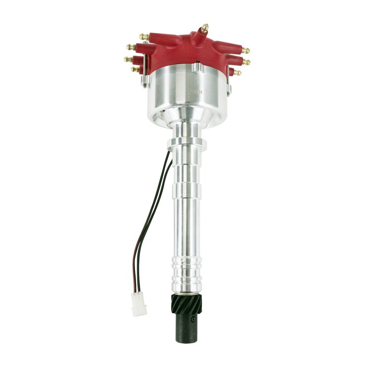 JM9601R Pro Series Pro Billet Low-Profile Distributor, Chevy V8, Red