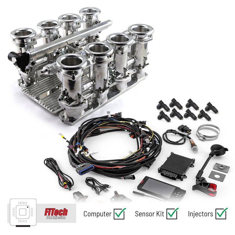1-135-004-02 Chrysler HEMI 6.1L Downdraft & FiTech Ultra EFI Fuel Injection System [Polished]