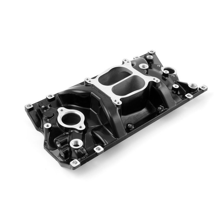 LowRise Intake Manifold Small Block Chevy 350 Vortec - Black Finish