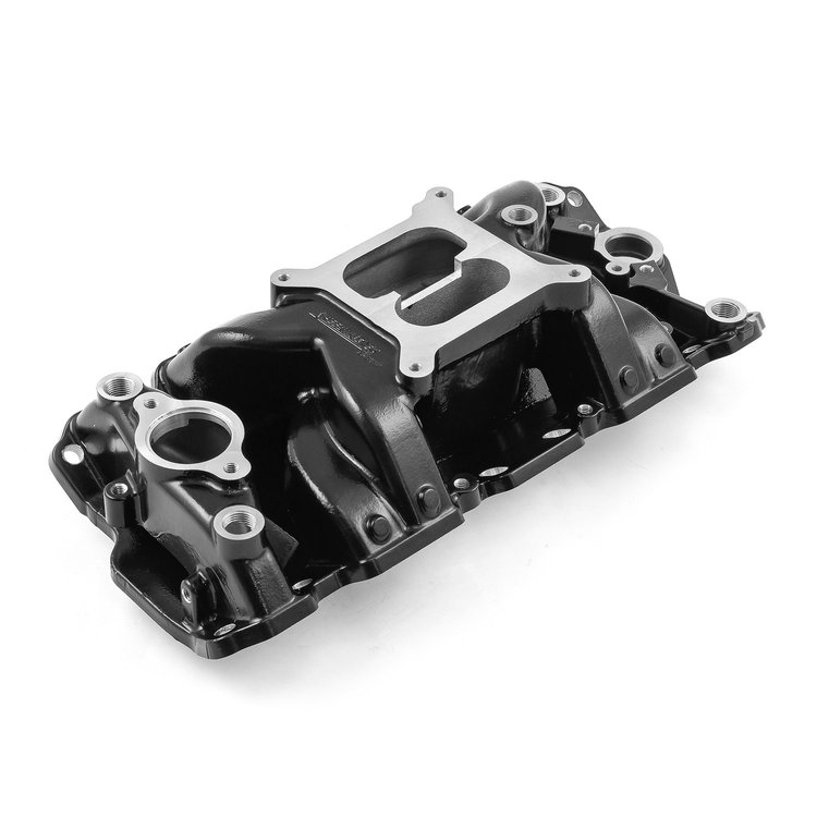MidRise Intake Manifold 1957-1995 Small Block Chevy 350 - Black Finish